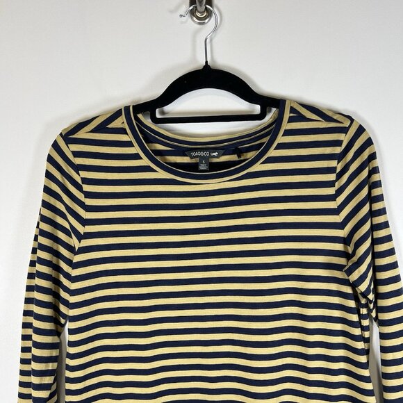 Toad&Co Windmere Sand Beach Stripe Organic Cotton Tencel Long Sleeve Dress Small - Picture 3 of 10